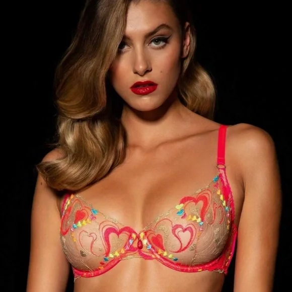 Honey Birdette candy neon Pink Bra 32A